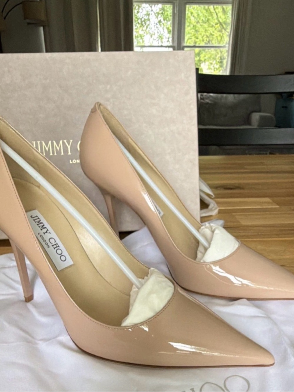 Jimmy Choo Powder Pink Patent Leather Pointed-Toe Stiletto Pumps